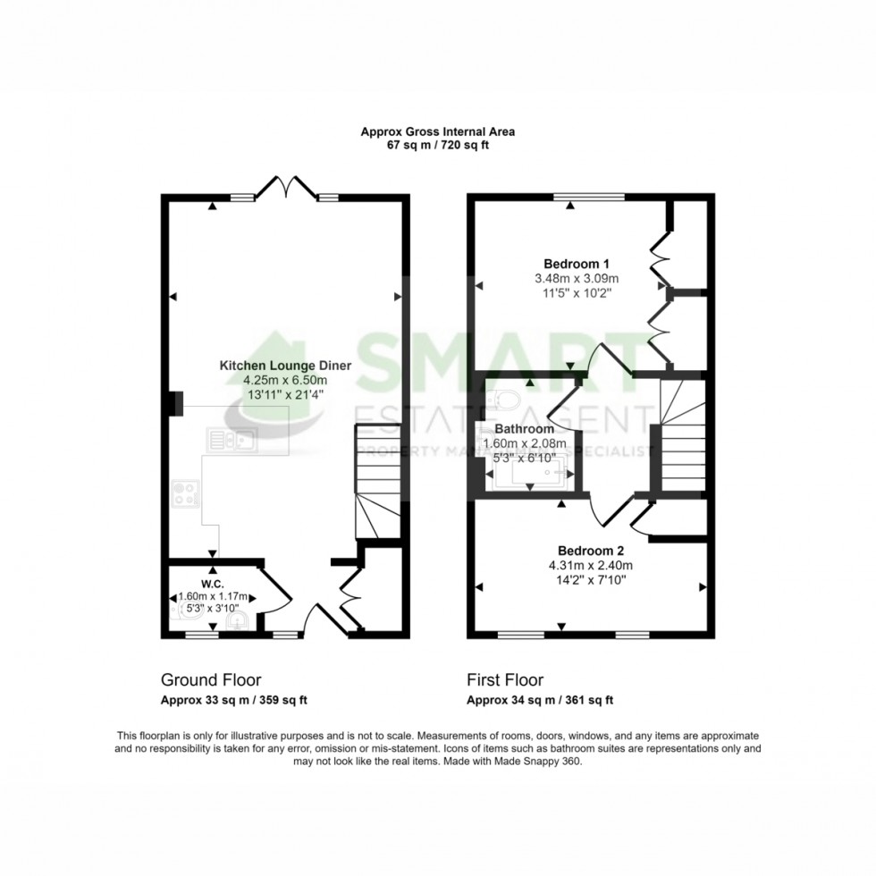 Floorplan for Roman Avenue, Exeter, EX1