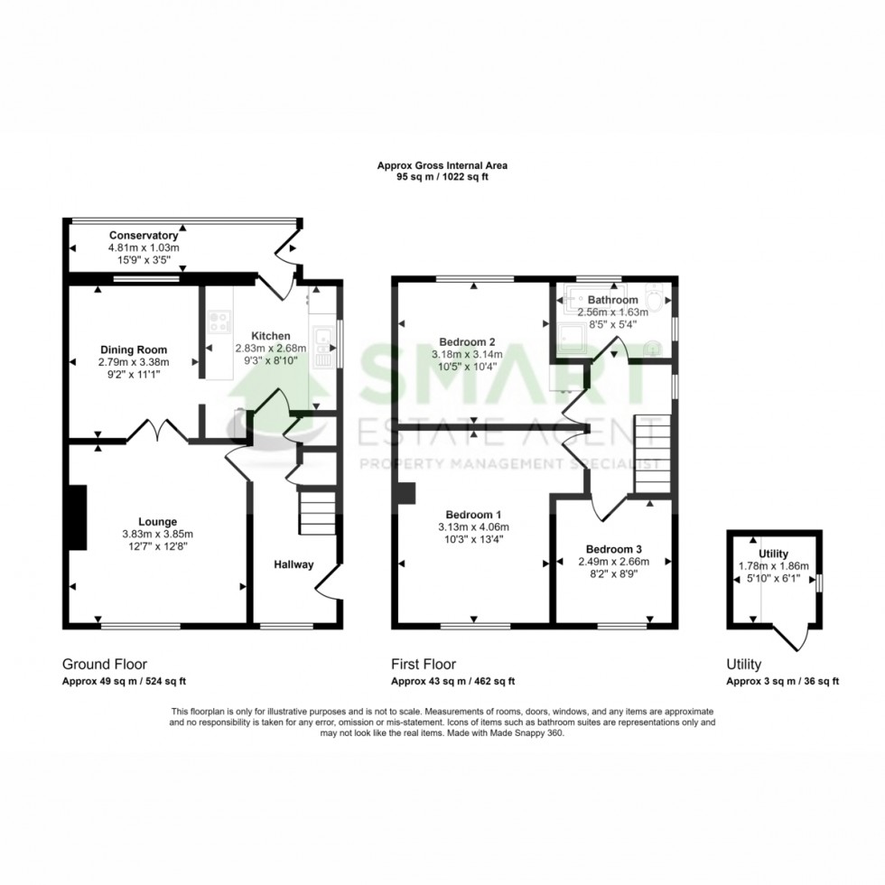 Floorplan for Meadow Way, Exeter, EX2